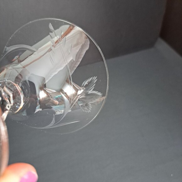 Morgantown Etched Crystal Low Sherbet Glass 4" Vintage Laurel Wreath Cut Stem - Picture 5 of 16